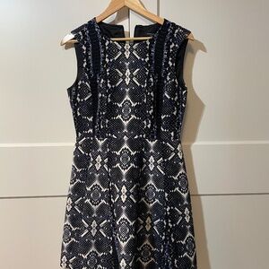 Nanette Lepore Black & Ivory Jacquard Fit & Flare Dress